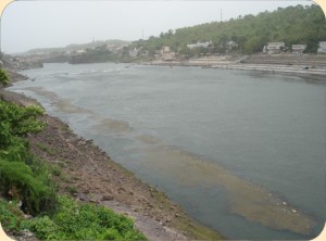 The holy Narmada River seen from Omkareshwar Ashram